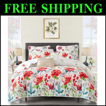 Load image into Gallery viewer, Reversible King Size Quilt Set with Floral Pattern - Summer Lightweight Comfort