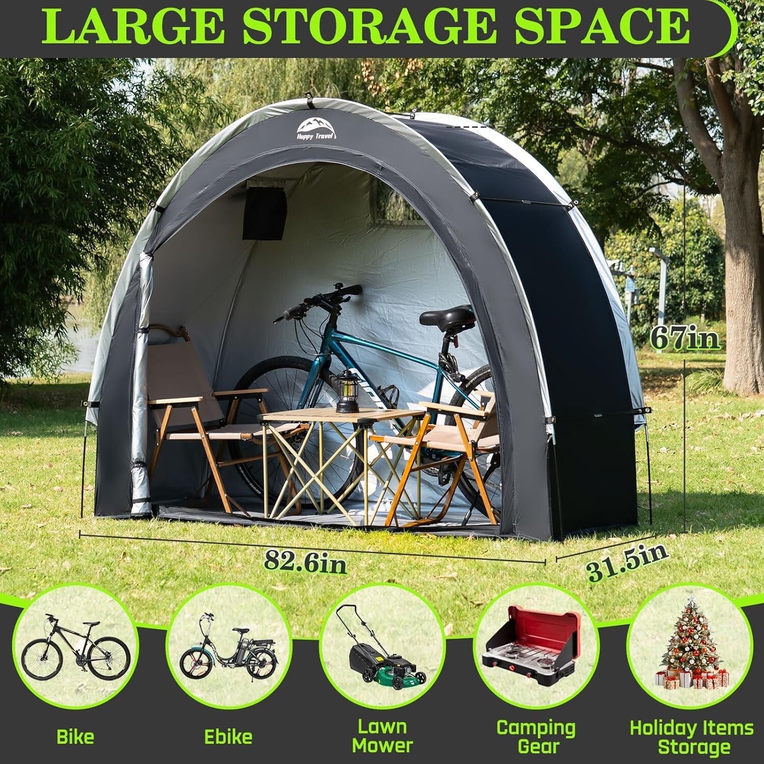 Heavy-Duty Outdoor Bicycle Storage Tent with UV Protection - Fits Multiple Bikes