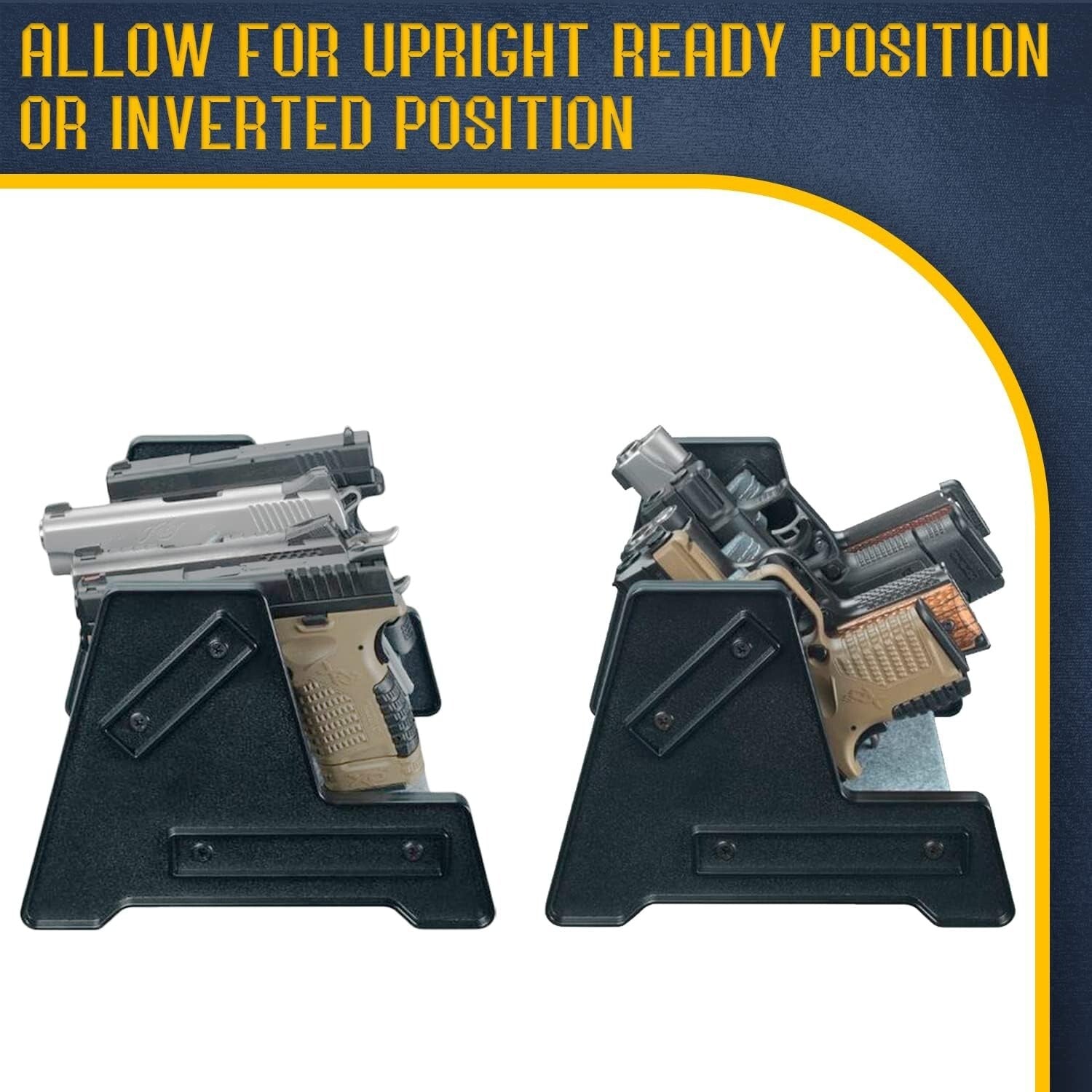 2 Pack Handgun Rack - Elegant 4 Gun Holder with Leather Trim Protection