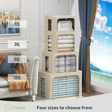 Load image into Gallery viewer, Elegant Linen Storage Bins - 3-Pack Foldable Organizers with 66L Capacity