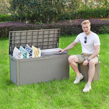 Load image into Gallery viewer, Versatile 100-Gallon Taupe Deck Box for Patio, Pools, and Garden Accessories