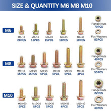Load image into Gallery viewer, Complete 450PC Flanged Hex Head Bolt Set - Zinc Plated M6, M8, M10 Fasteners