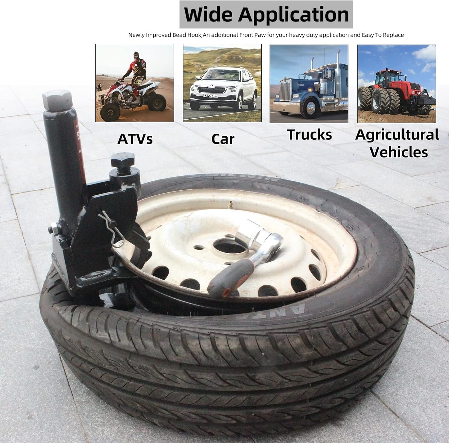 BESTOOL Adjustable Manual Tire Bead Breaker for ATV, Truck, Car - Durable Tool