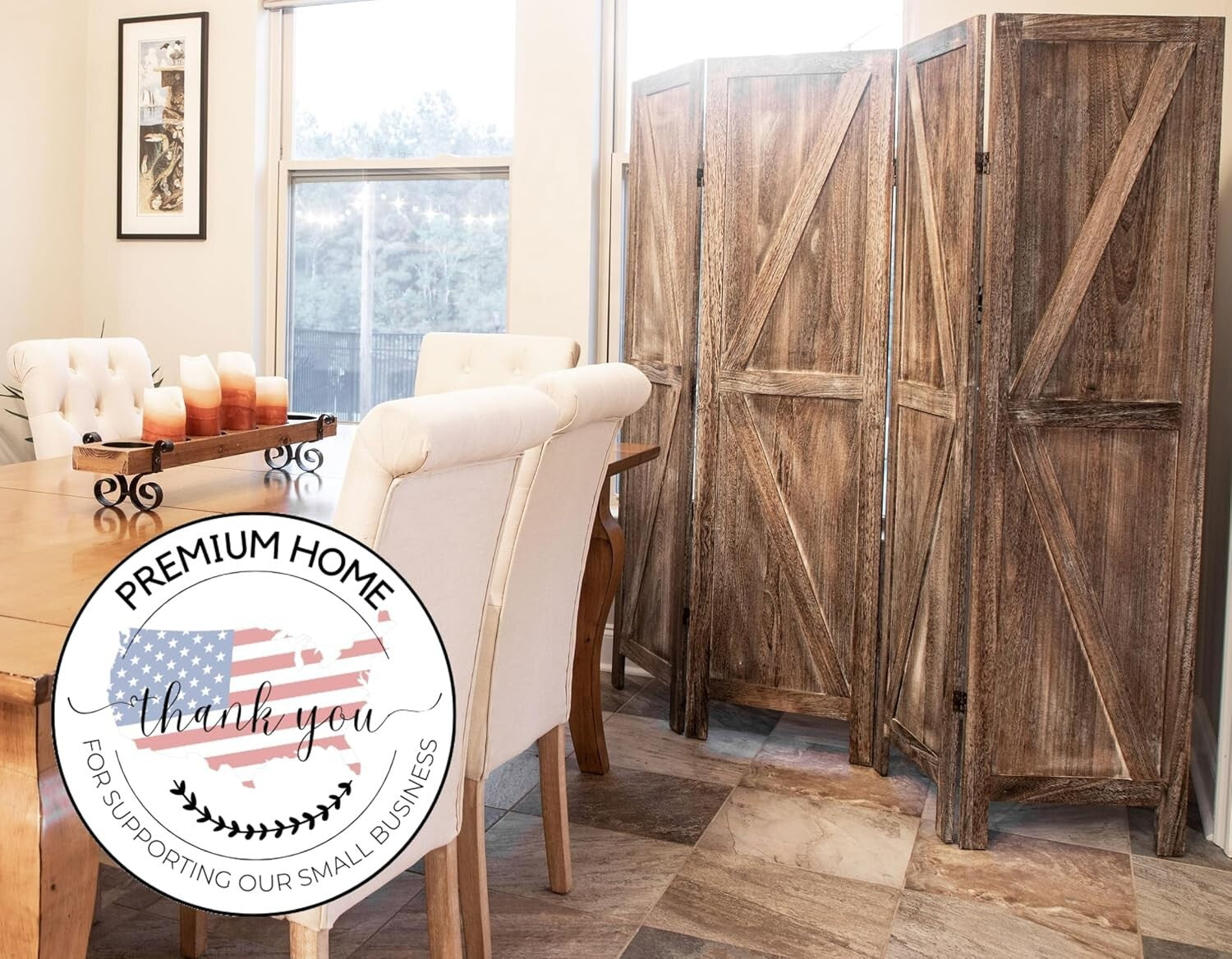 Rustic Barnwood Room Divider: Portable 4-Panel Folding Privacy Screen