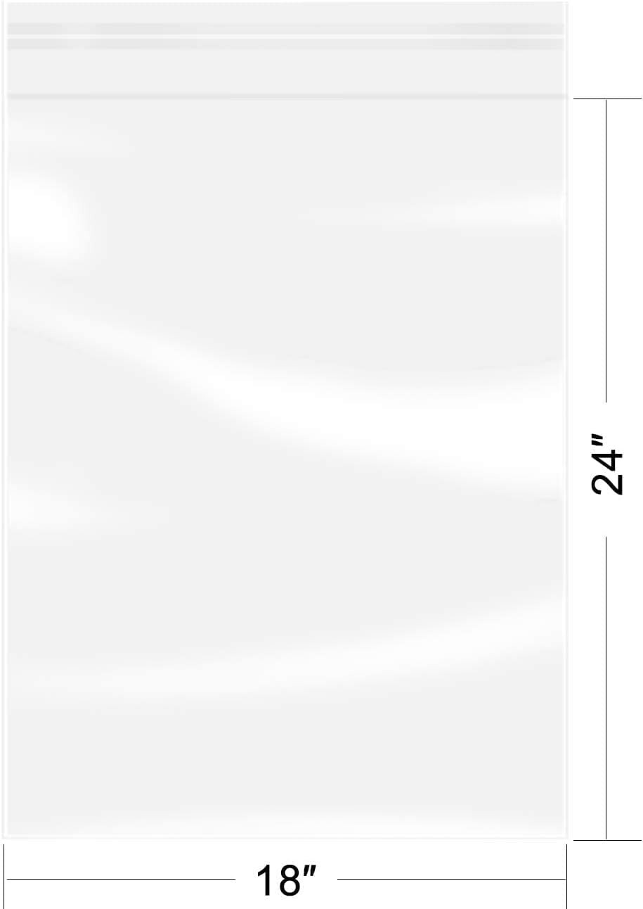18"x24" Clear Poly Bags - 200 Count, Food-Grade, Resealable, 1.6 Mil Thickness