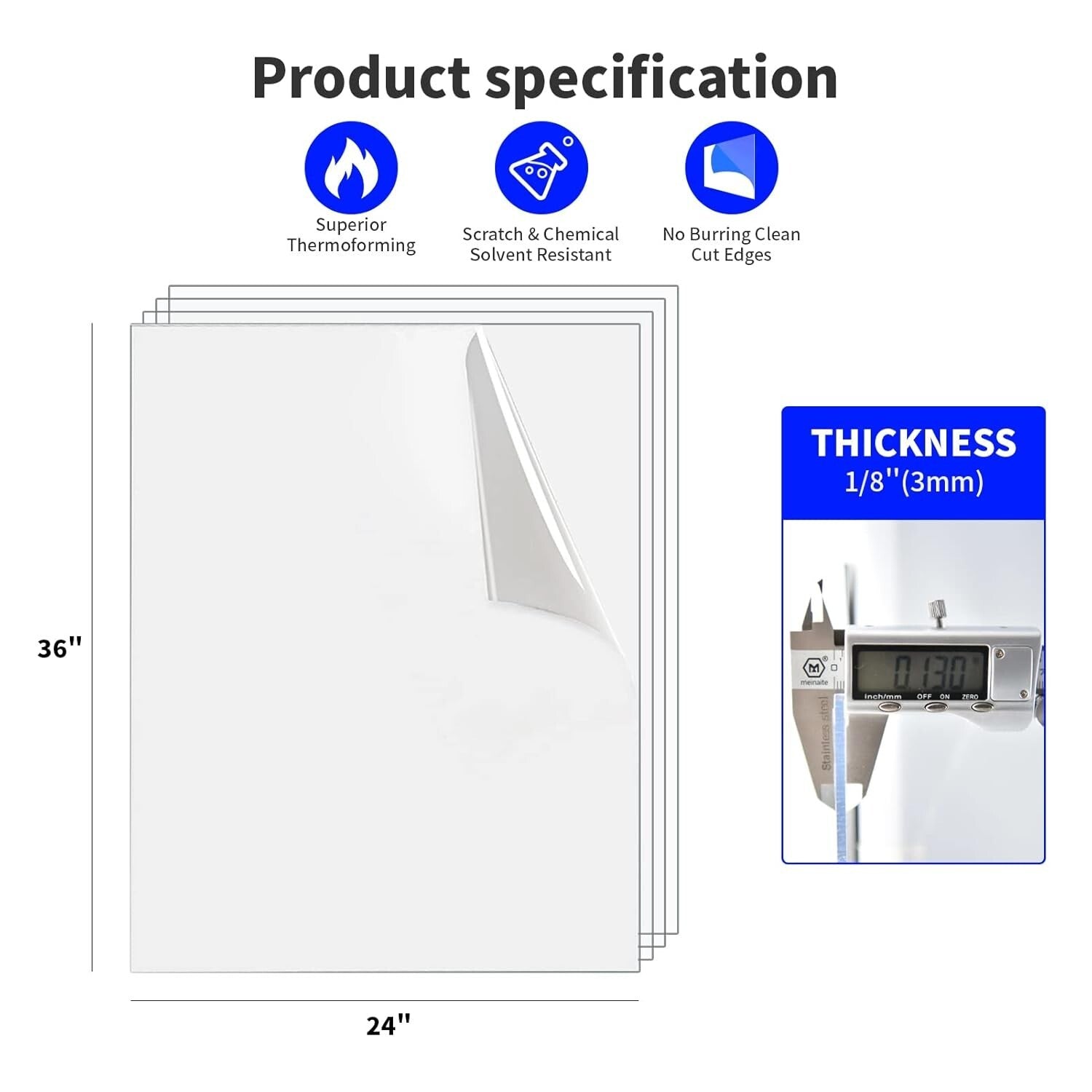Recyclable PET Clear Acrylic Sheets - 2 Pack, 36" x 24" for Events & Displays