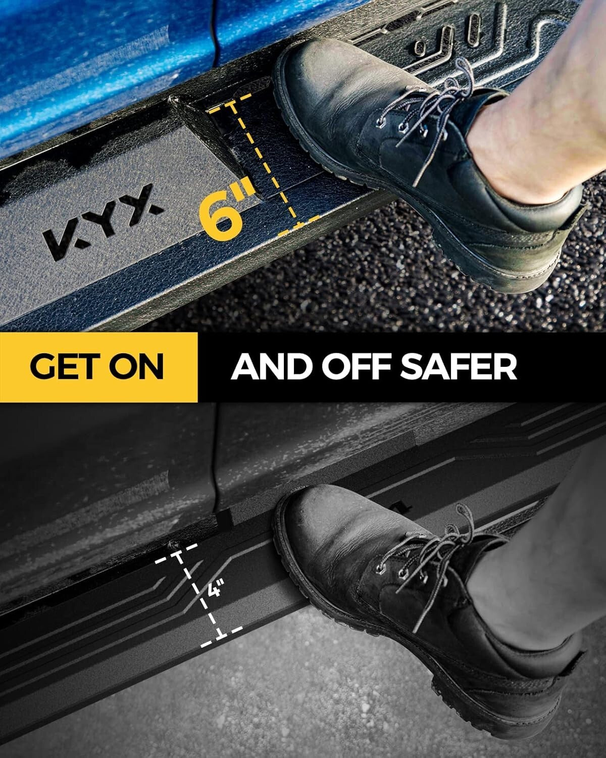 6-Inch Double Tube Alloy Steel Running Boards for Ram 1500/2500/3500 Trucks