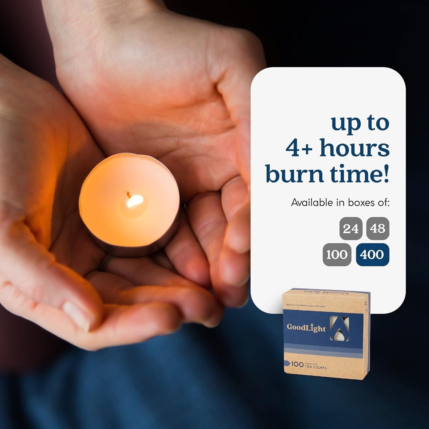 400-Pack Unscented Tea Light Candles with 4-Hour Burn Time - Eco-Friendly Glow