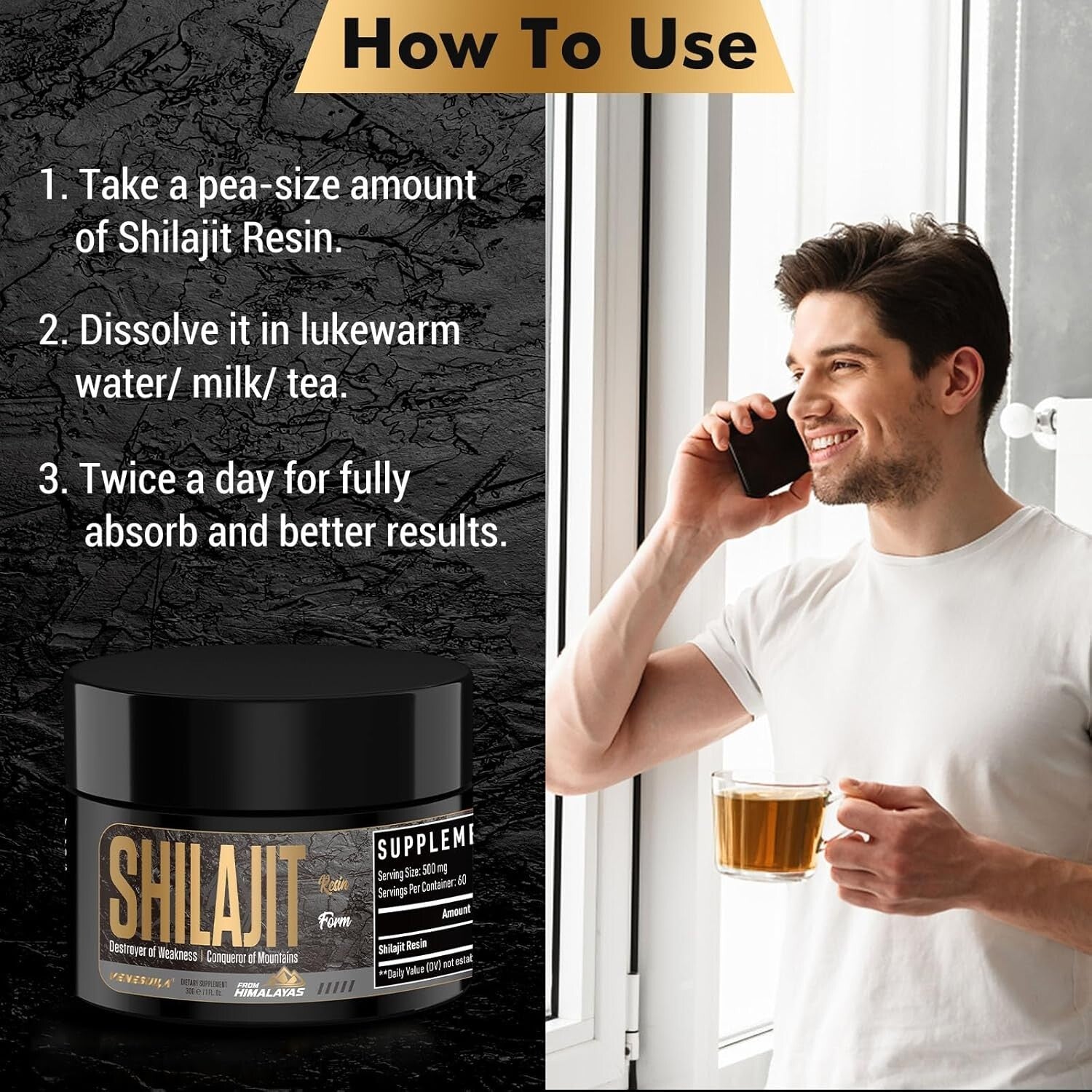 Authentic Himalayan Shilajit Resin - 85 Minerals for Daily Vitality (3 Count)