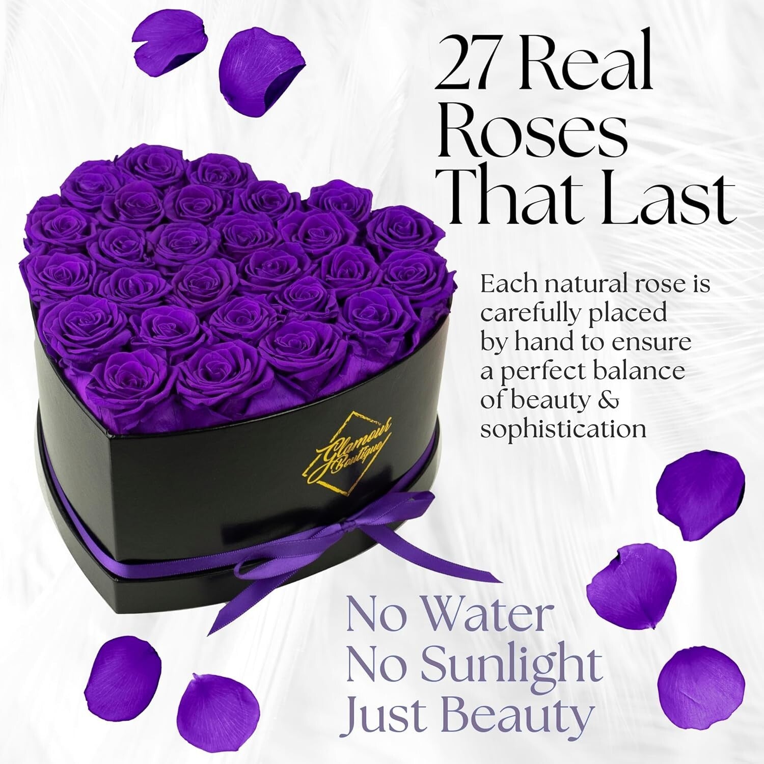 Charming 27 Flower Heart Box - Luxurious Preserved Roses Gift for Loved Ones
