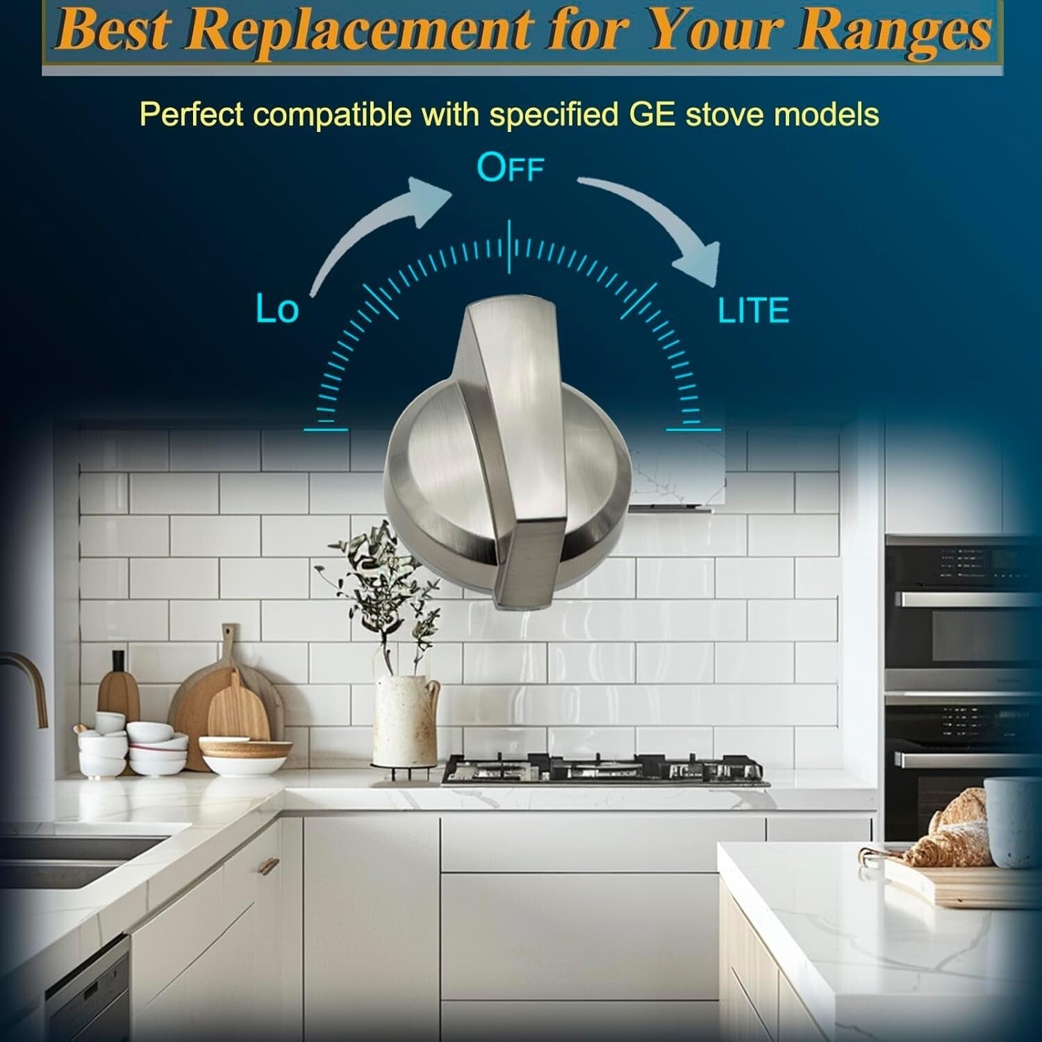 5-Pack GE Compatible Gas Cooktop Knobs - Easy Installation & Durable Design