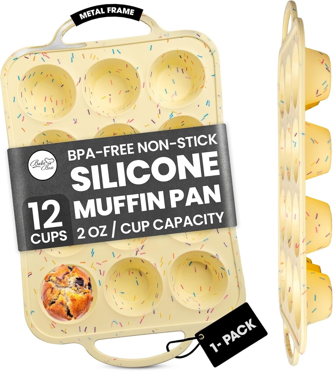 BPA-Free Silicone Mini Muffin & Cupcake Pan - 12 Cups, Oven & Dishwasher Safe