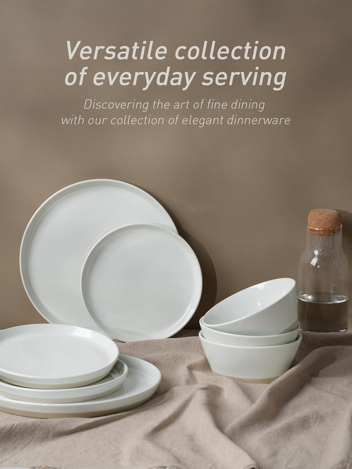 Elegant 12-Piece Stoneware Dinnerware Set for 4 - Scratch Resistant & Microwa...