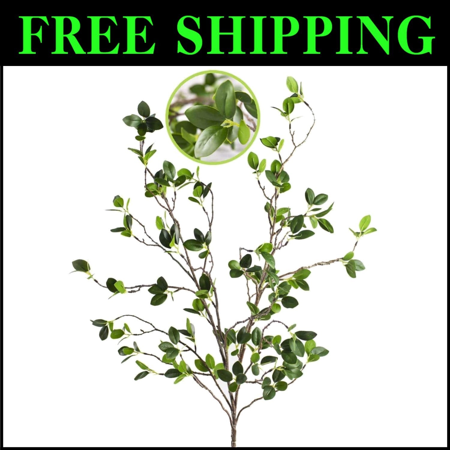 High-Quality 43.3 Inch Artificial Green Branches - 6 Pcs for Your Home & Garden