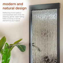 Load image into Gallery viewer, Stylish Lighted Waterfall Fountain - 72-Inch Mirror Fountain with River Rocks