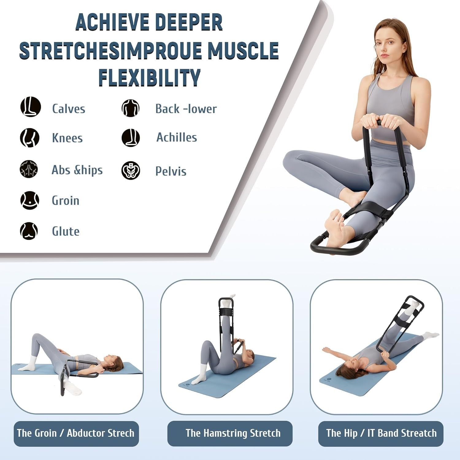 Durable Adjustable Hamstring Stretcher - Elastic Design for Enhanced Flexibility