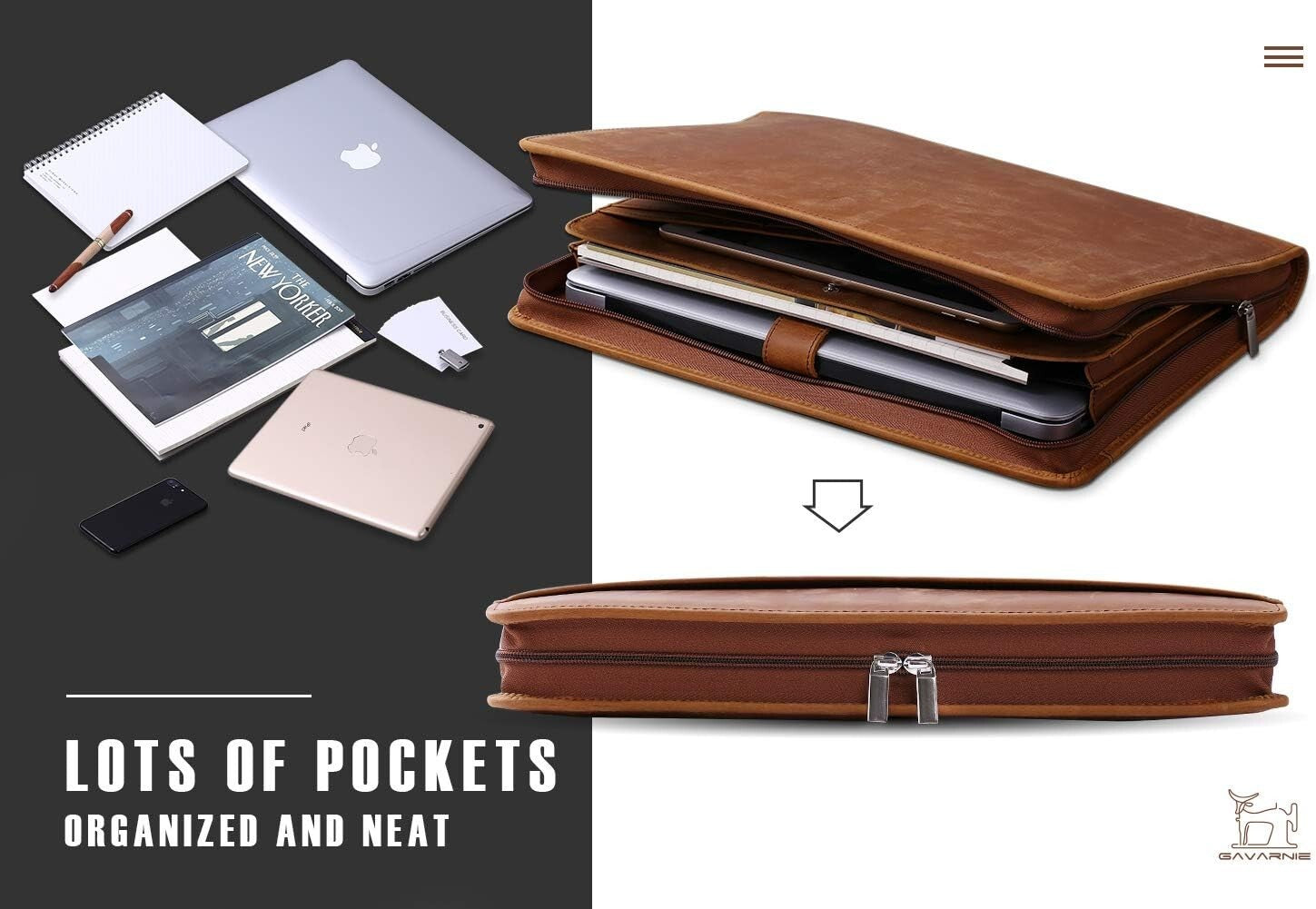 Spacious Leather Padfolio Folder with Notepad - Ideal for Business and Studies