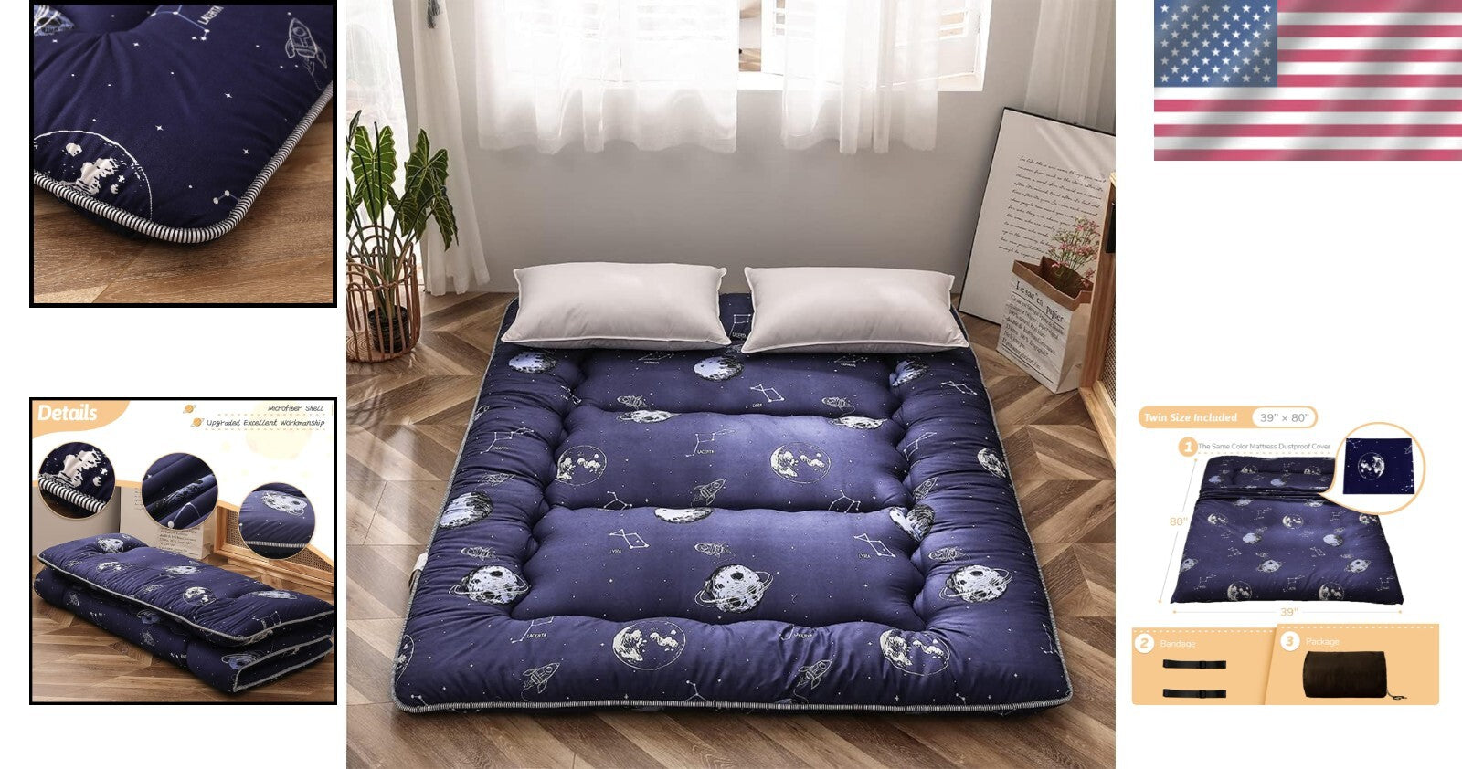 Cozy Twin Size Floor Mattress with Polyester Cover - Perfect for Play and Sleep