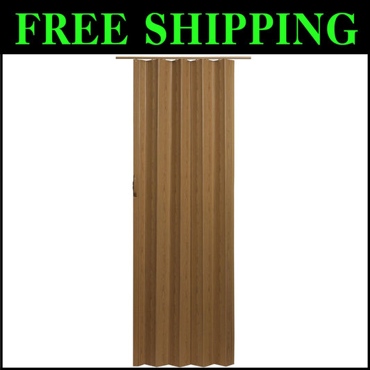 Via Accordion Folding Door 24-36"x80" - Stylish Oak Vinyl with Easy Installation