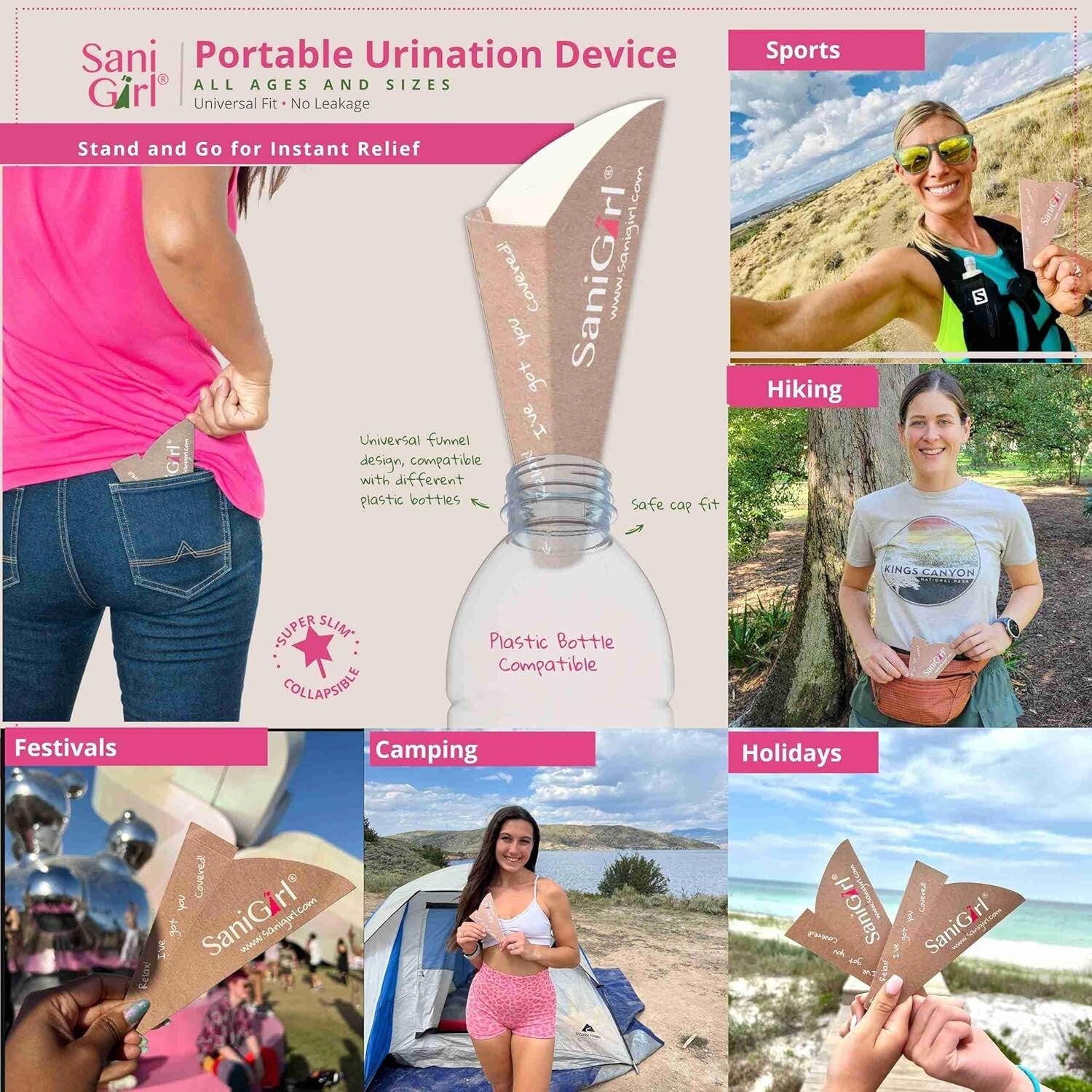 Eco-Friendly Female Urination Device - Compact Pee Funnels for Travel & Camping