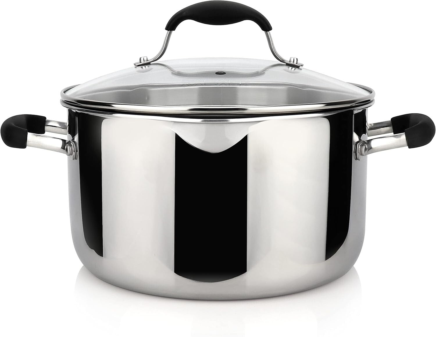 Durable 6 Qt Stainless Steel Stockpot with Easy Strainer Lid - Induction Safe