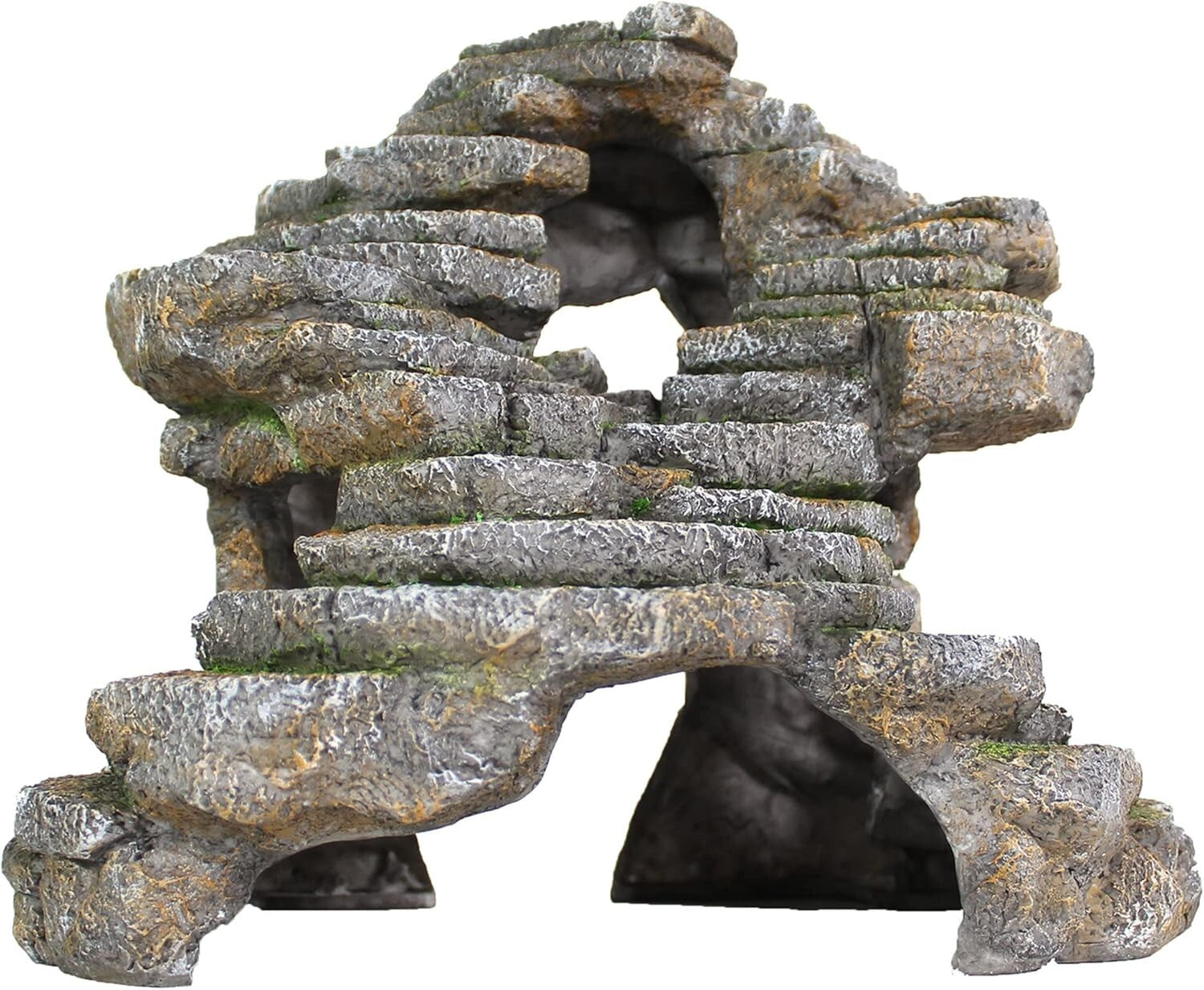 Reptology Extra-Large Shale Scape Cave Hideout for Reptiles & Fish, Blue Camo