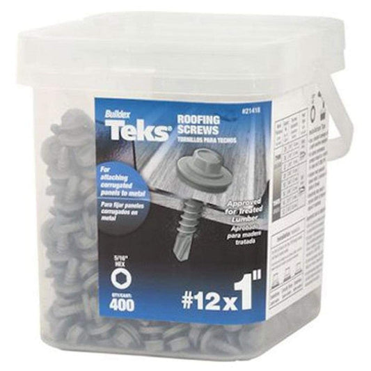 Effortless Metal-to-Metal Roofing with Teks 1" HEX Washer Head Screws - 400ct