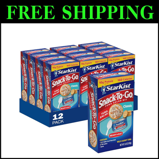 12-Pack Ready-to-Eat Tuna Salad Kits with Crackers - Quick & Delicious Meals