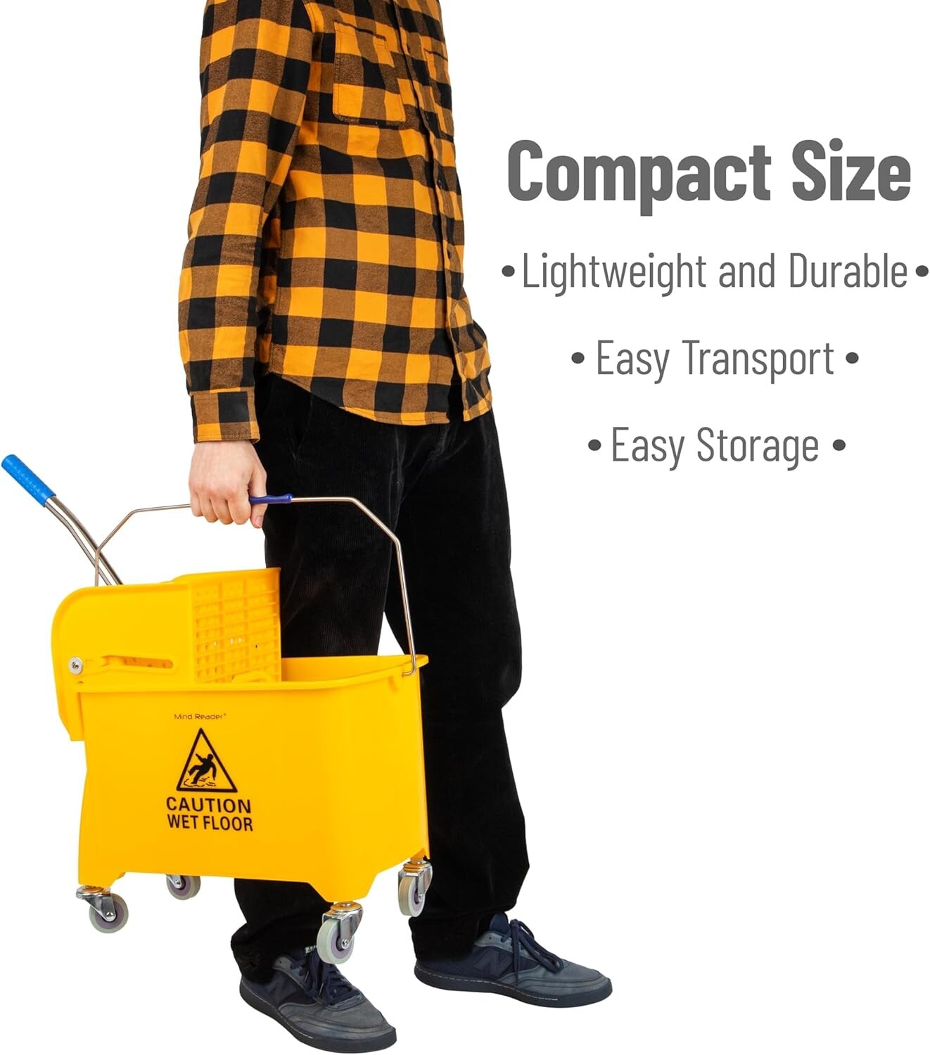 Ergonomic 22 Qt Mop Bucket & Wringer Set with Wheels - Effortless Cleaning