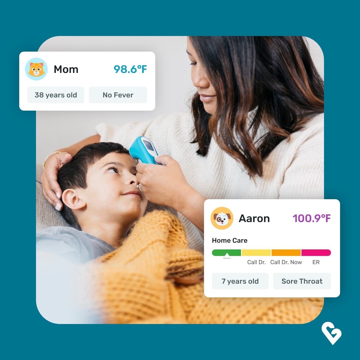 FDA-Cleared Digital Forehead Thermometer with App for Family Health Tracking