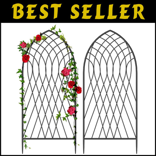 Heavy-Duty 75" x 31" Iron Trellis for Climbing Plants - Black & Rustproof Design