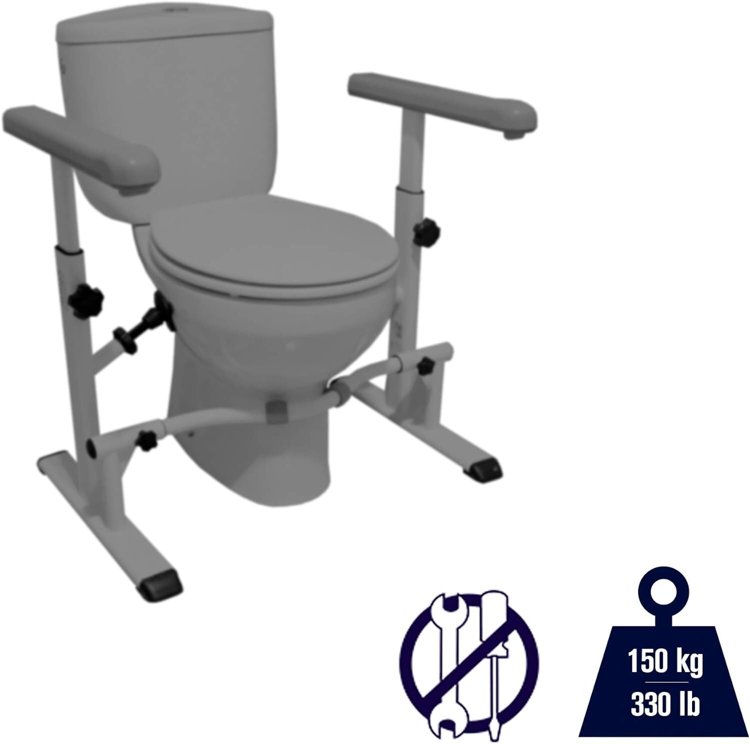 Curved Design Toilet Safety Rails with Adjustable Armrests for Maximum Comfort