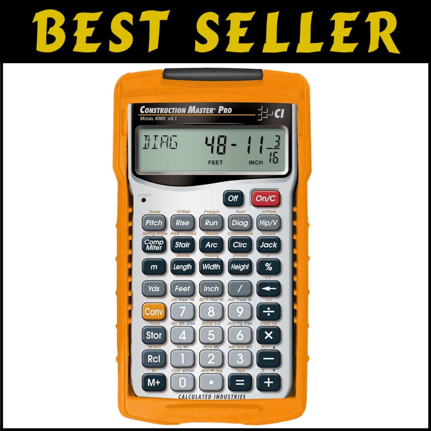 Professional Construction Math Calculator - Feet-Inch-Fraction Conversion Tool