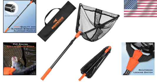 Lightweight Fish Landing Net with Triangle Design & Built-in Length Measurement