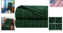 Load image into Gallery viewer, Soft 60x80 Oversize Dark Green Cable Knit Blanket – Perfect for Home &amp; Camping