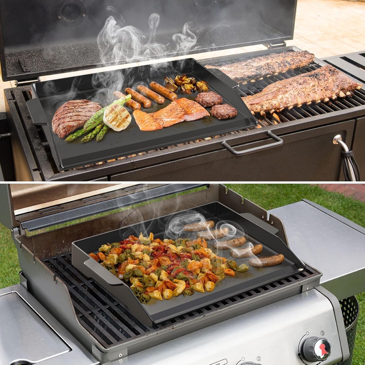 Onlyfire Universal 23''x16'' Cast Iron Nonstick Griddle with High Sidewalls