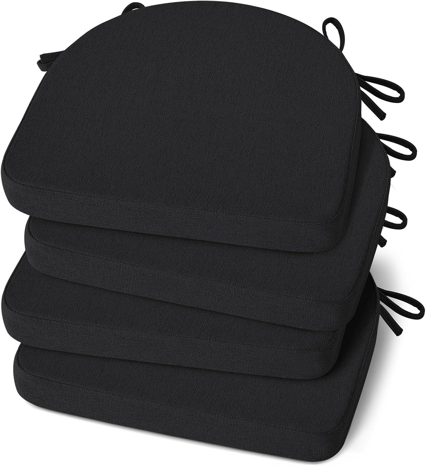 Comfortable D-Shaped Foam Chair Cushions Set of 4, Silicone Backing, 17x16.5in