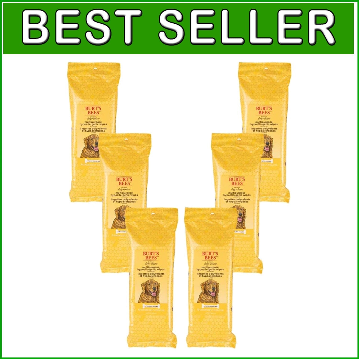 Eco-Friendly Grooming Wipes for Dogs - Hypoallergenic & Made in the USA - 6 Pack