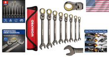 Load image into Gallery viewer, 8-Piece Metric Flex-Head Ratcheting Wrench Set - 9-17 mm with Organizer Bag