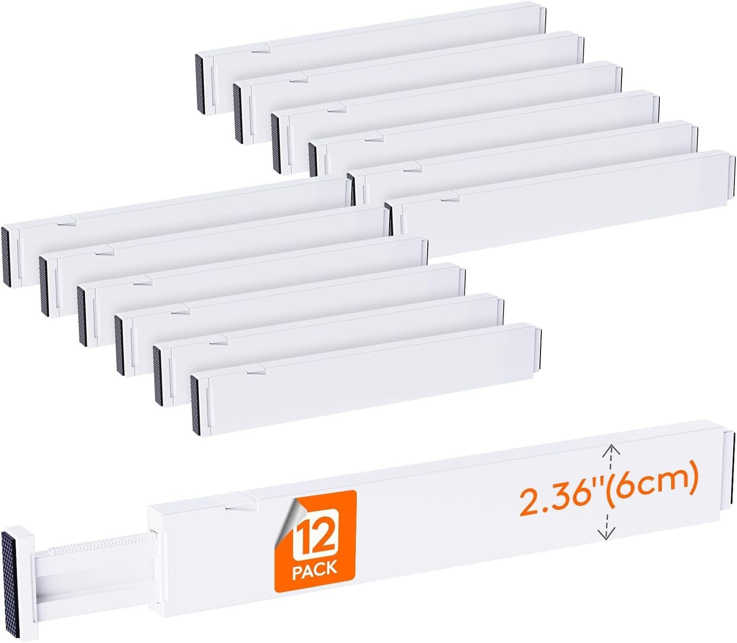 12-Pack Adjustable Drawer Dividers - Tidy Storage for Kitchen and Bathroom