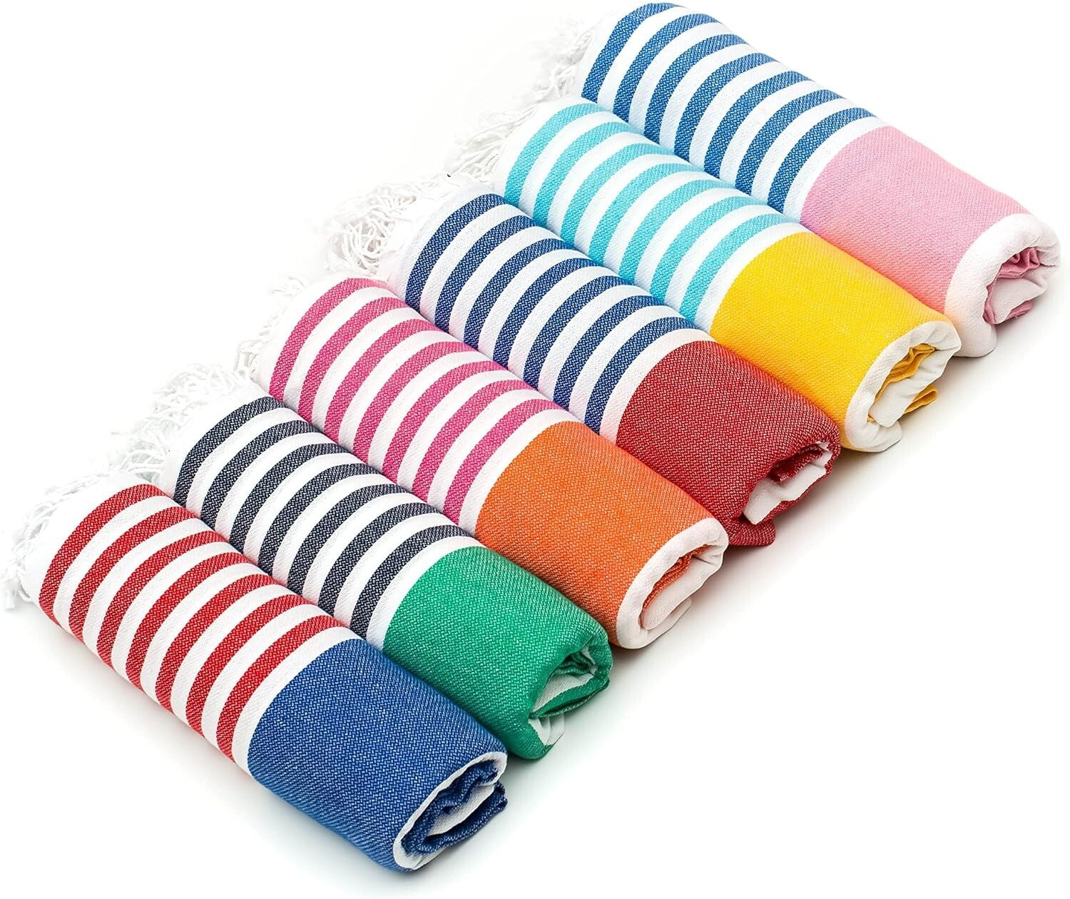 6-Pack of Absorbent Turkish Beach Towels - Oversized Sand-Free, Travel-Friendly