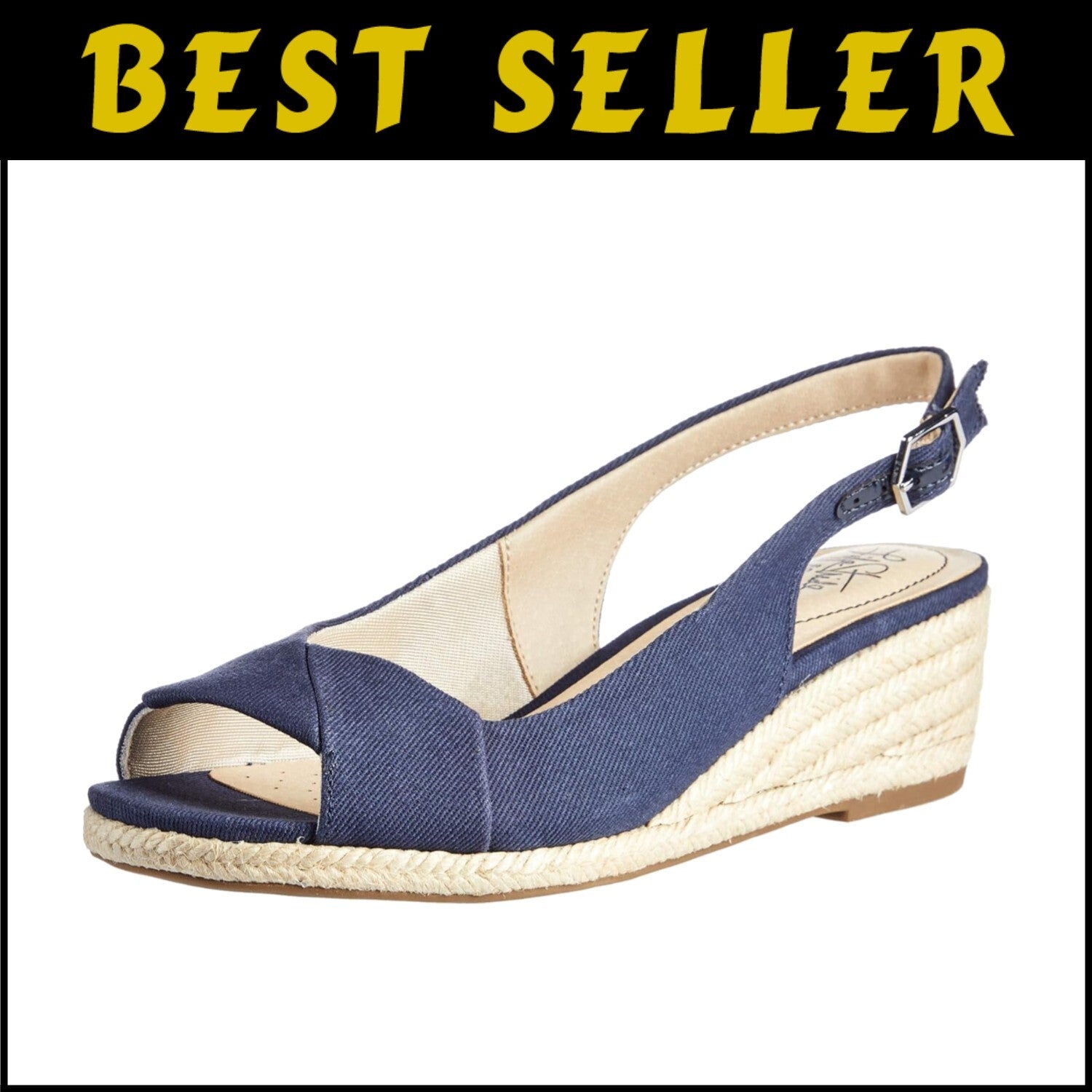 Comfortable Navy Peep-Toe Wedge Sandals for Women - Adjustable & Stable Design