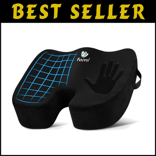 Extra Thick High-Density Memory Foam Seat Cushion for Back Pain Relief - Black