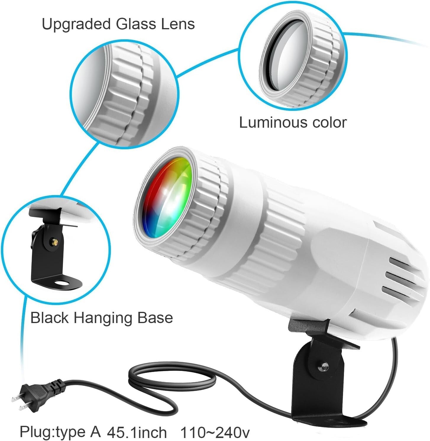 Dynamic 2-Pack 15W LED Pin Spotlights with Remote for Club & Wedding Lighting