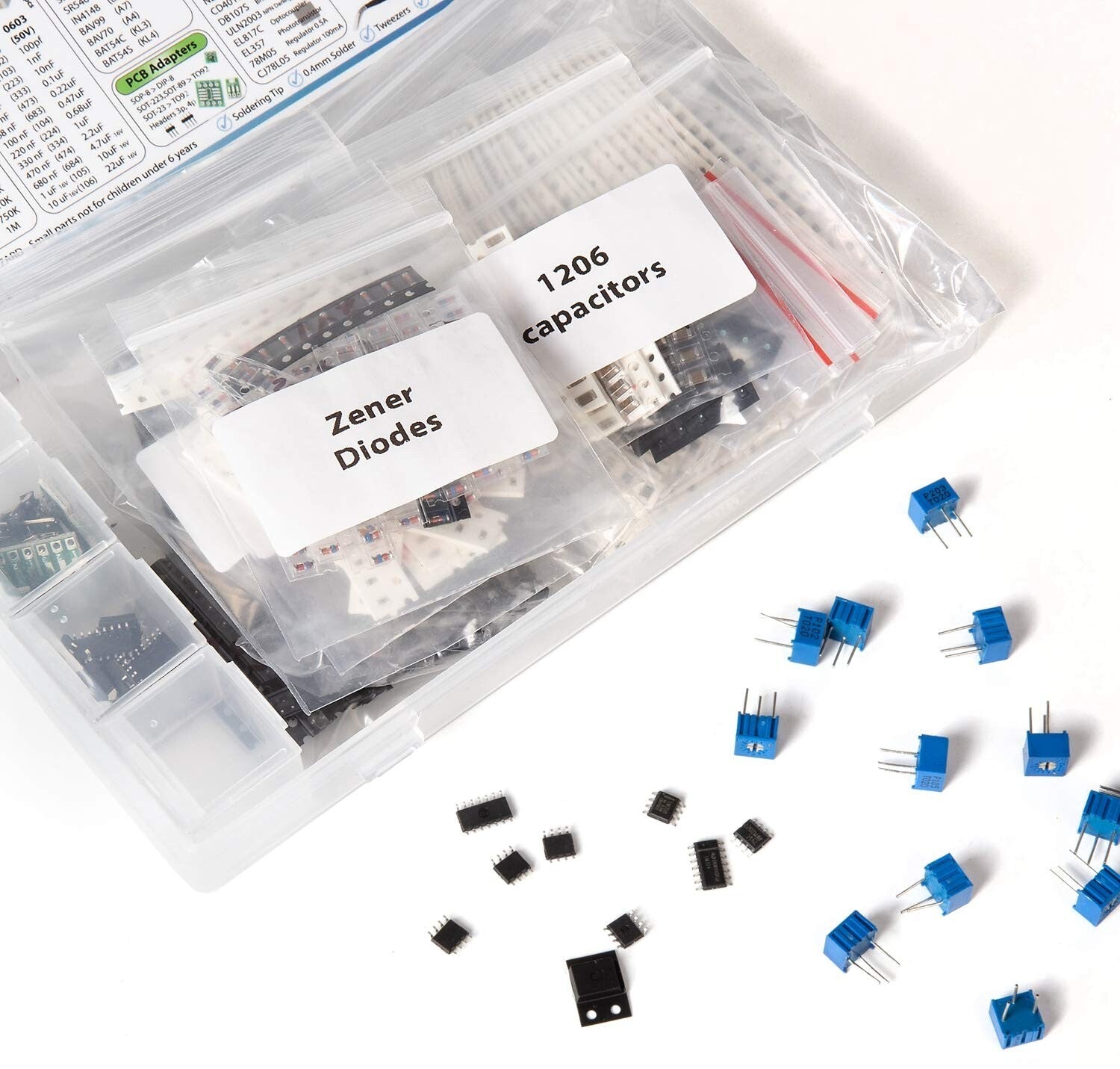 Extensive Electronics SMD Assortment - 2900 pcs Resistors, Capacitors, and More!