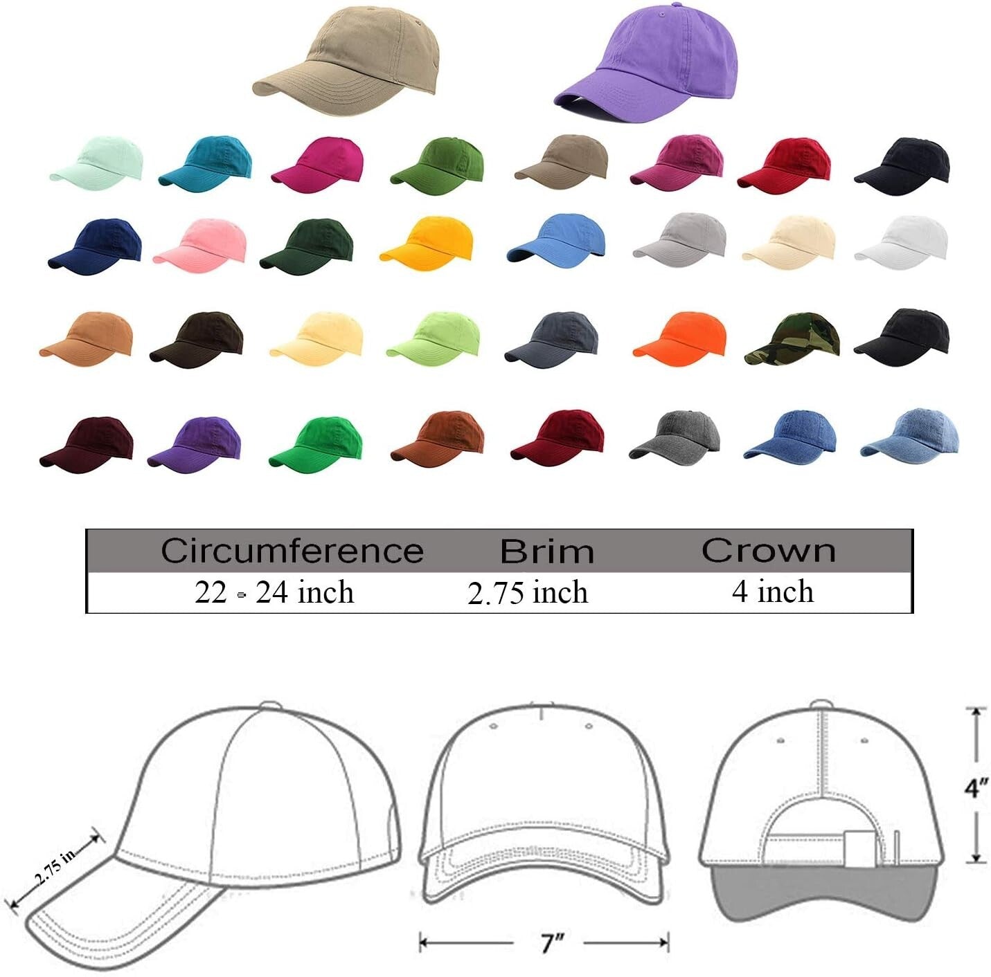 Wholesale Bulk of 12 Light Yellow 100% Cotton Adjustable Baseball Caps