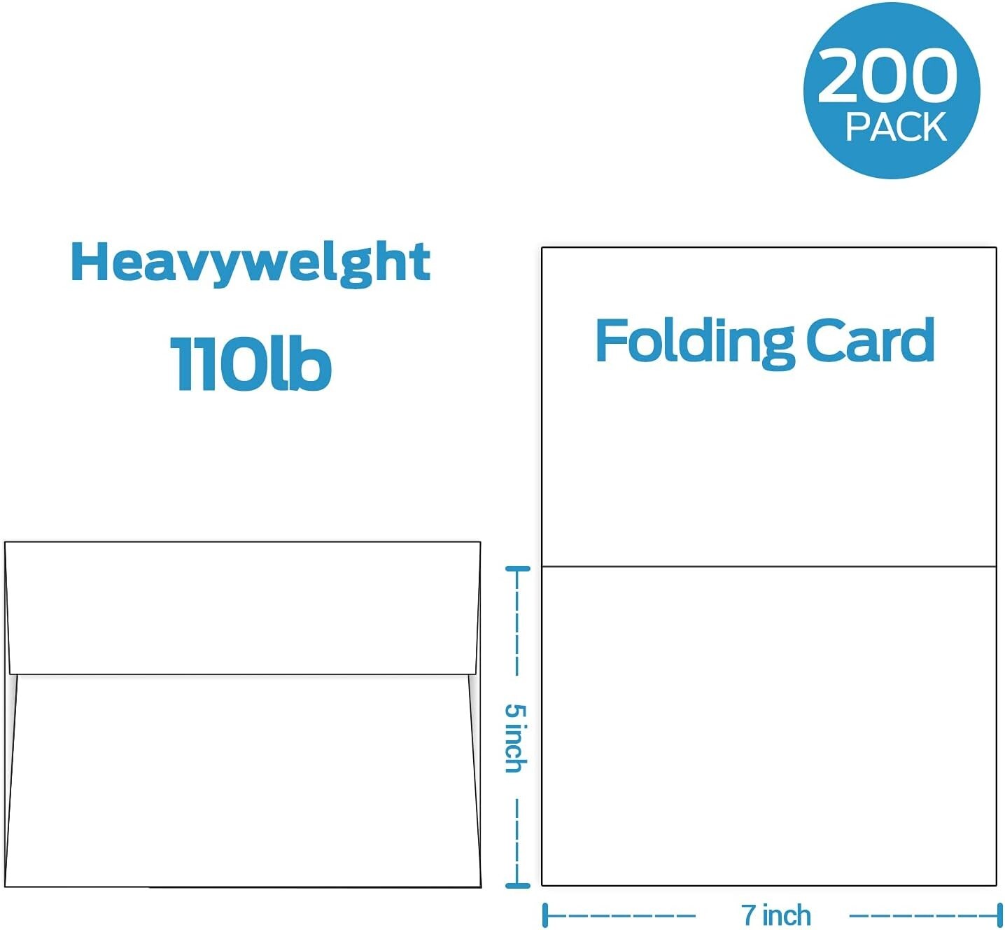 Versatile 200 Pack of A7 Blank Cards & Envelopes - Ideal for Weddings & Showers