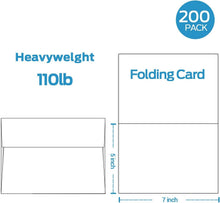 Load image into Gallery viewer, Versatile 200 Pack of A7 Blank Cards &amp; Envelopes - Ideal for Weddings &amp; Showers