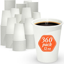 Load image into Gallery viewer, Food Safe 12 oz Disposable White Paper Cups - Perfect for Hot &amp; Cold Drinks