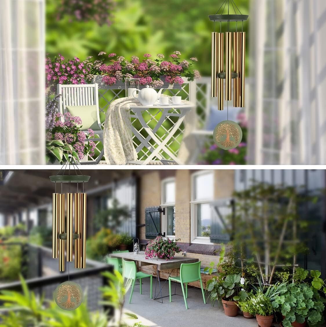 Personalized 36-Inch Outdoor Wind Chimes with Adjustable Sound & Tree Design